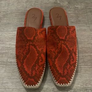 27 EDIT Naturalizer Snake Print Orange Python Slip On Mules Size 9